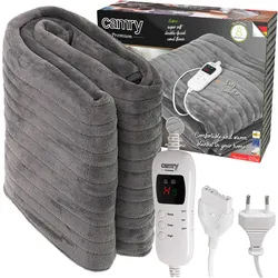 Elektryczny koc nakładany z czasomierzem super miękki Camry CR 7434 160x180cm - szary