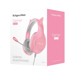Gamingowe słuchawki nauszne dla dzieci Kruger&amp;Matz Gamer Kids kolor różowy