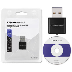 Bezprzewodowy Ultra szybki mini adapter NANO Wi-Fi Qoltec standard N USB 2.0 300Mbps