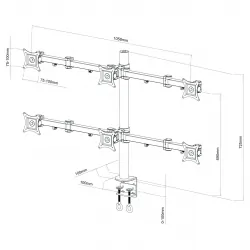 Uchwyt biurkowy gazowy do sześciu monitorów LED/LCD 13-20&quot; L-06 ART seria PREM