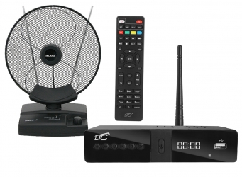 Cyfrowy zestaw telewizji naziemnej DVB-T tuner cyfrowy LTC DVB-T2 WiFi HEVC H.265 + antena pokojowa BLOW ATD17