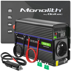 Przetwornica napięcia Qoltec Monolith 600 MS Wave 12V/230V 300W/600W USB