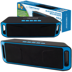 Głośnik Bluetooth ESPERANZA BLUETOOTH FM FOLK 2x3W czarno-niebieski