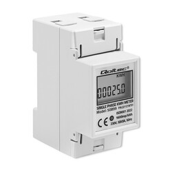 Jednofazowy elektroniczny licznik miernik zużycia energii na szynę DIN Qoltec 230V LCD 2P
