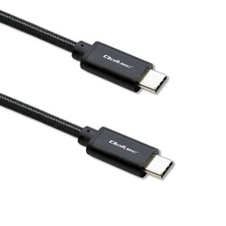 Kabel USB-C/USB-C 240W QC 5.0 PD Qoltec 1m oplot - czarny