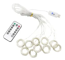 Kurtyna świetlna USB 300 LED 3x3m ciepły biały   pilot