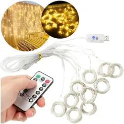 Kurtyna świetlna USB 300 LED 3x3m ciepły biały   pilot