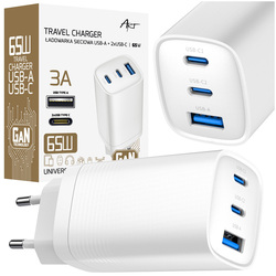 Ładowarka sieciowa ART GaN 65W 2x USB-C PD   USB QC 4.0