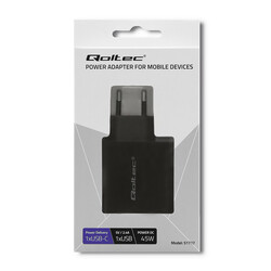 Ładowarka sieciowa Qoltec 45W 5-20V 2.25-3A USB   USB-C PD - czarna