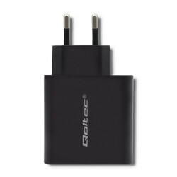 Ładowarka sieciowa Qoltec 45W 5-20V 2.25-3A USB   USB-C PD - czarna