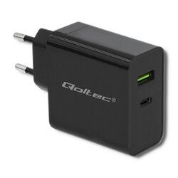 Ładowarka sieciowa Qoltec 45W 5-20V 2.25-3A USB   USB-C PD - czarna