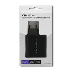 Ładowarka sieciowa Qoltec 63W 5-20V 1.5-3A USB QC 3.0   USB-C PD - czarna