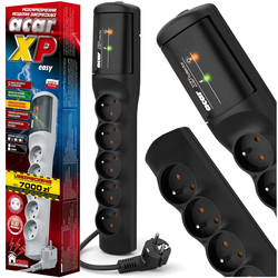 Listwa przedłużacz przeciwprzepięciowy ACAR XProtector easy 5m 5 gniazd 10A czarna