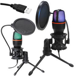 Mikrofon gamingowy stojący z membraną BLOW streaming podświetlany   filtr