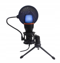 Mikrofon gamingowy stojący z membraną BLOW streaming podświetlany   filtr