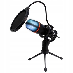 Mikrofon gamingowy stojący z membraną BLOW streaming podświetlany + filtr