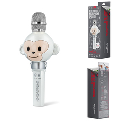 Mikrofon z głośnikiem bluetooth dla dzieci Forever Animal małpka - srebrny/biały - AMS-100