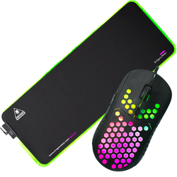 Mysz gamingowa podświetlana ART AM-99 ultralekka 6400DPI RGB dla graczy   podświetlana mata XXL Kruger
