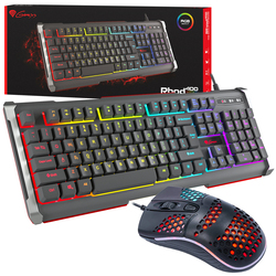 Podświetlana klawiatura dla graczy GENESIS RHOD 400 RGB ALU do gier + mysz gamingowa