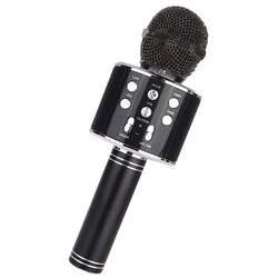 Podświetlany mikrofon bezprzewodowy LED Bluetooth WS858L karaoke czarny