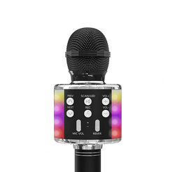 Podświetlany mikrofon bezprzewodowy LED Bluetooth WS858L karaoke czarny