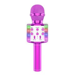 Podświetlany mikrofon bezprzewodowy LED Bluetooth WS858L karaoke różowy