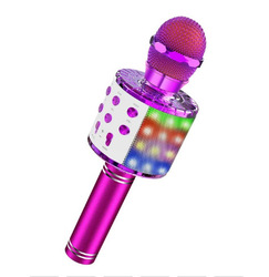 Podświetlany mikrofon bezprzewodowy LED Bluetooth WS858L karaoke różowy