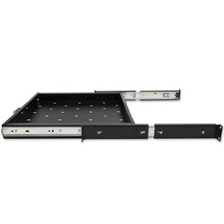 Półka z uchwytem do szafy RACK 19" wysuwana 600x600 - czarny