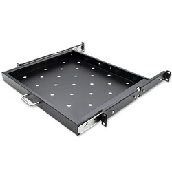 Półka z uchwytem do szafy RACK 19" wysuwana 600x600 - czarny