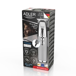 Profesjonalny bezprzewodowy trymer do zarostu Adler AD 2836s ładowanie przez USB - srebrny