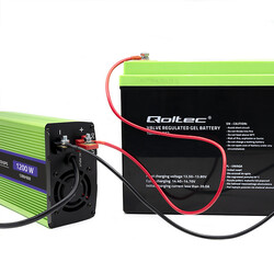 Przetwornica napięcia 3w1 UPS ładowarka akumulatorów Qoltec Monolith 12V/230V 600W/1200W Czysty Sinus