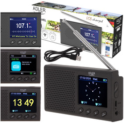 Radio przenośne FM Adler AD 1198 LCD Bluetooth zegar