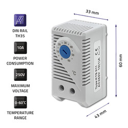 Termostat zamykający Qoltec 10A DIN 35