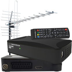 Tuner cyfrowy Esperanza EV108R DVB-T/T2 H.265/HEVC + antena kierunkowa VHF/UHF MUX8