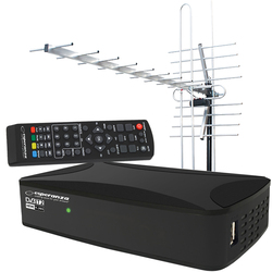 Tuner cyfrowy Esperanza EV108R DVB-T/T2 H.265/HEVC + antena kierunkowa VHF/UHF MUX8