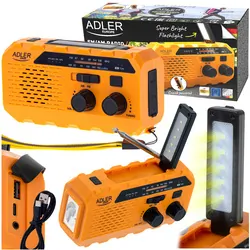 Wielofunkcyjne radio na korbkę Adler AD 1197 z panelem solarnym SOS power bank i latarką