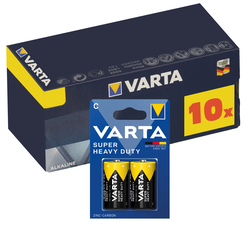 Zestaw 10x baterie alkaliczne VARTA R14 Typ C Super Heavy Duty  cynkowo-węglowe
