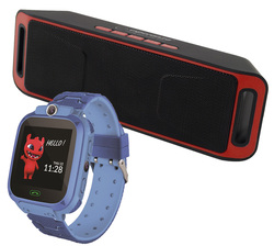 Zestaw dla dzieci zegarek smartwatch Maxlife Kids Watch MXKW-300 niebieski   głośnik bluetooth   karta 16GB