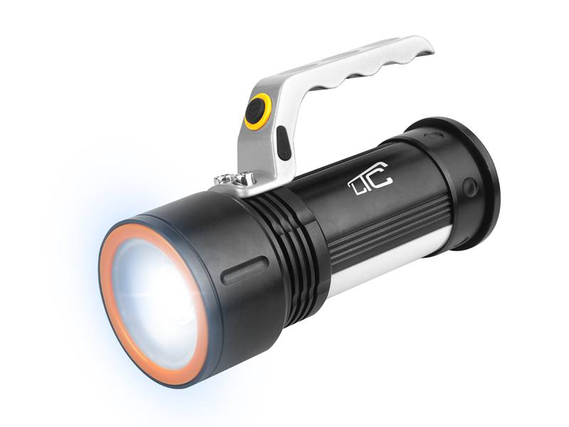 Akumulatorowa latarka ręczna LTC szperacz LED T6 aluminiowa - czarna