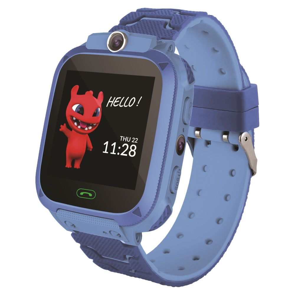Zestaw dla dzieci zegarek smartwatch Maxlife Kids Watch MXKW-300 niebieski + słuchawki nauszne Setty Wolfy