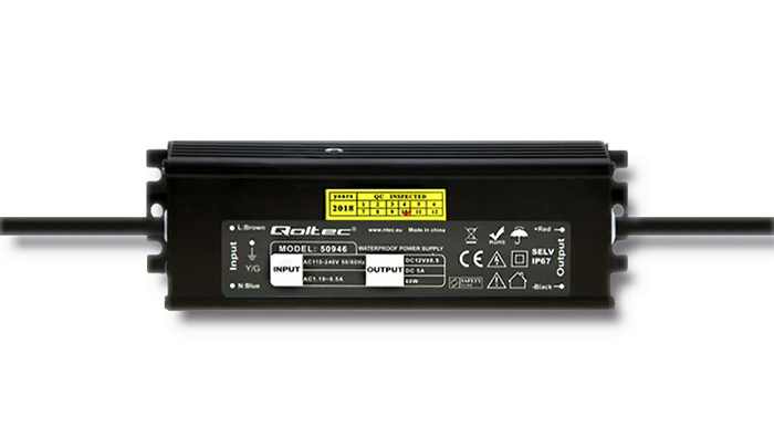 Zasilacz impulsowy LED Qoltec IP67 60W 12V 5A wodoodporny