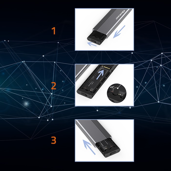 Aluminiowa obudowa zewnętrzna kieszeń na dysk USB 3.0/M.2 SSD SATA NGFF Qoltec Super speed 6Gb/s 2TB - szary