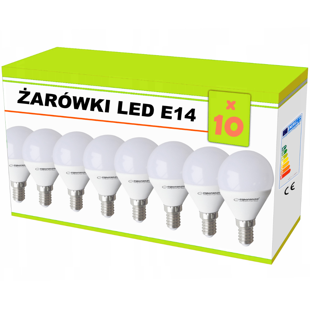 10x Żarówka LED Esperanza G45 E14 5W AC230V ciepły biały - zestaw 10 sztuk