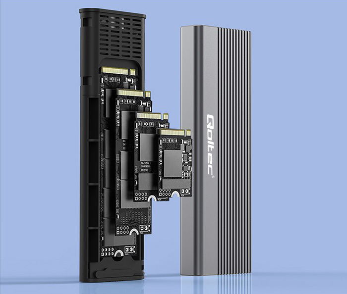 Aluminiowa obudowa zewnętrzna kieszeń na dysk USB 3.0/M.2 SSD SATA NGFF Qoltec Super speed 6Gb/s 2TB - szary