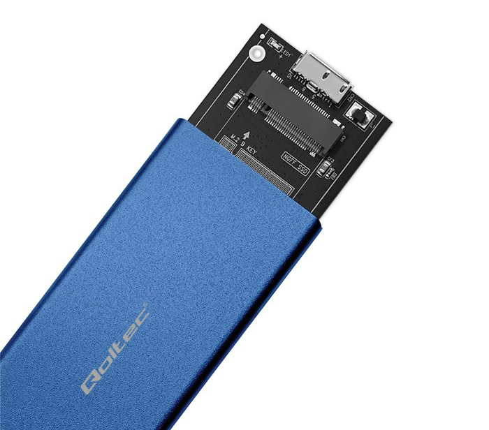 Aluminiowa obudowa zewnętrzna USB 3.0/M.2 SSD SATA NGFF Qoltec Super speed 5Gb/s 2TB - niebieski