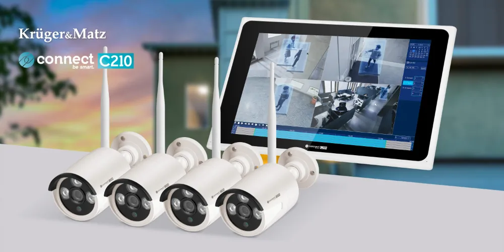 Zestaw do monitoringu WiFi Kruger&Matz Connect C210 Tuya 4x kamera IP zewnętrzna + rejestrator