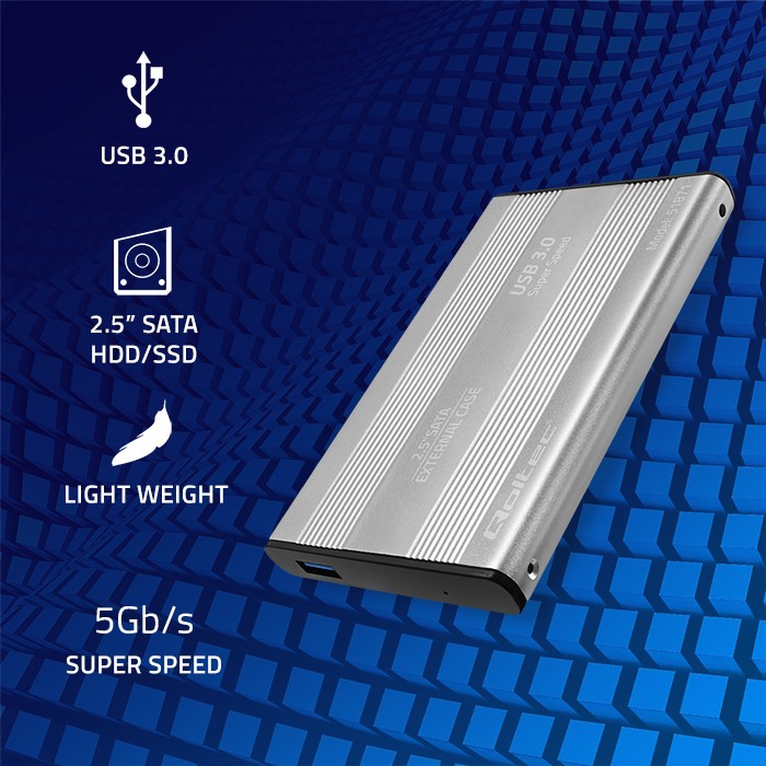 Aluminiowa obudowa zewnętrzna USB 3.0/SATA3 Qoltec dla dysków HDD/SSD 2.5" - srebrny