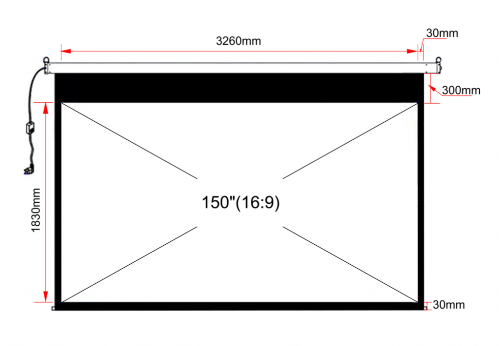 Elektryczny ekran projekcyjny ART EA-150 16:9 150" 187x332cm z pilotem