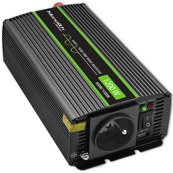 Przetwornica napięcia Qoltec Monolith 1200 MS Wave 12V/230V 600W/1200W USB