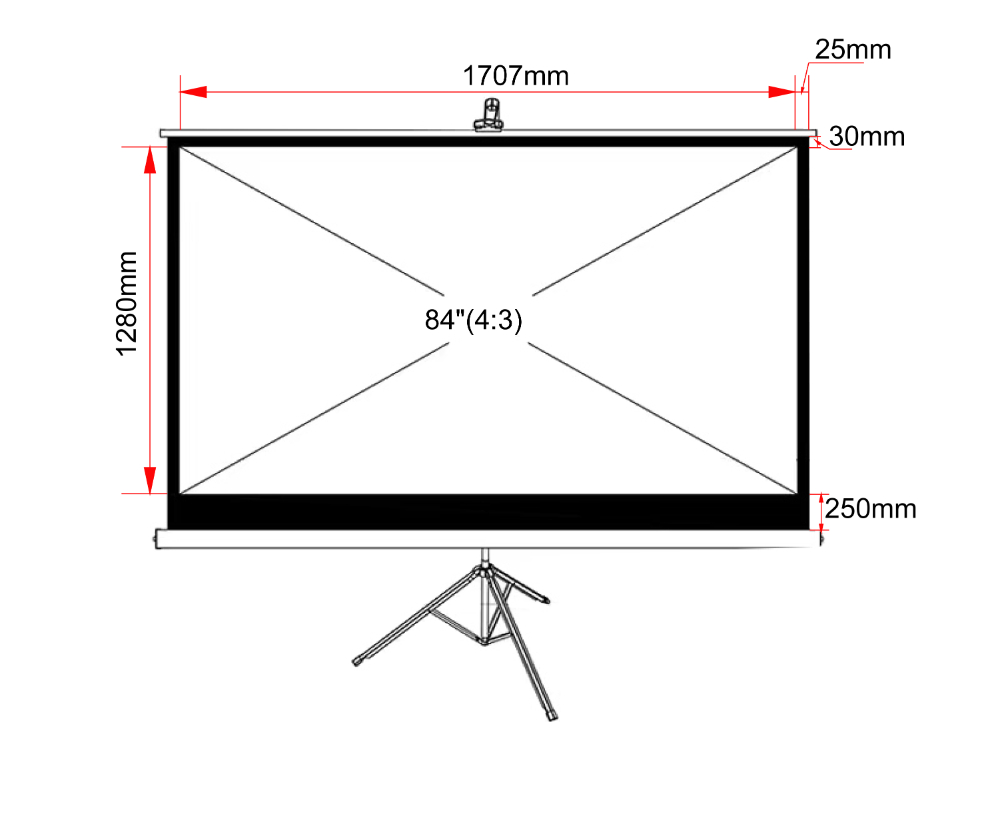 Ekran ręczny na statywie ART TA-84 4:3 84" 127x170cm